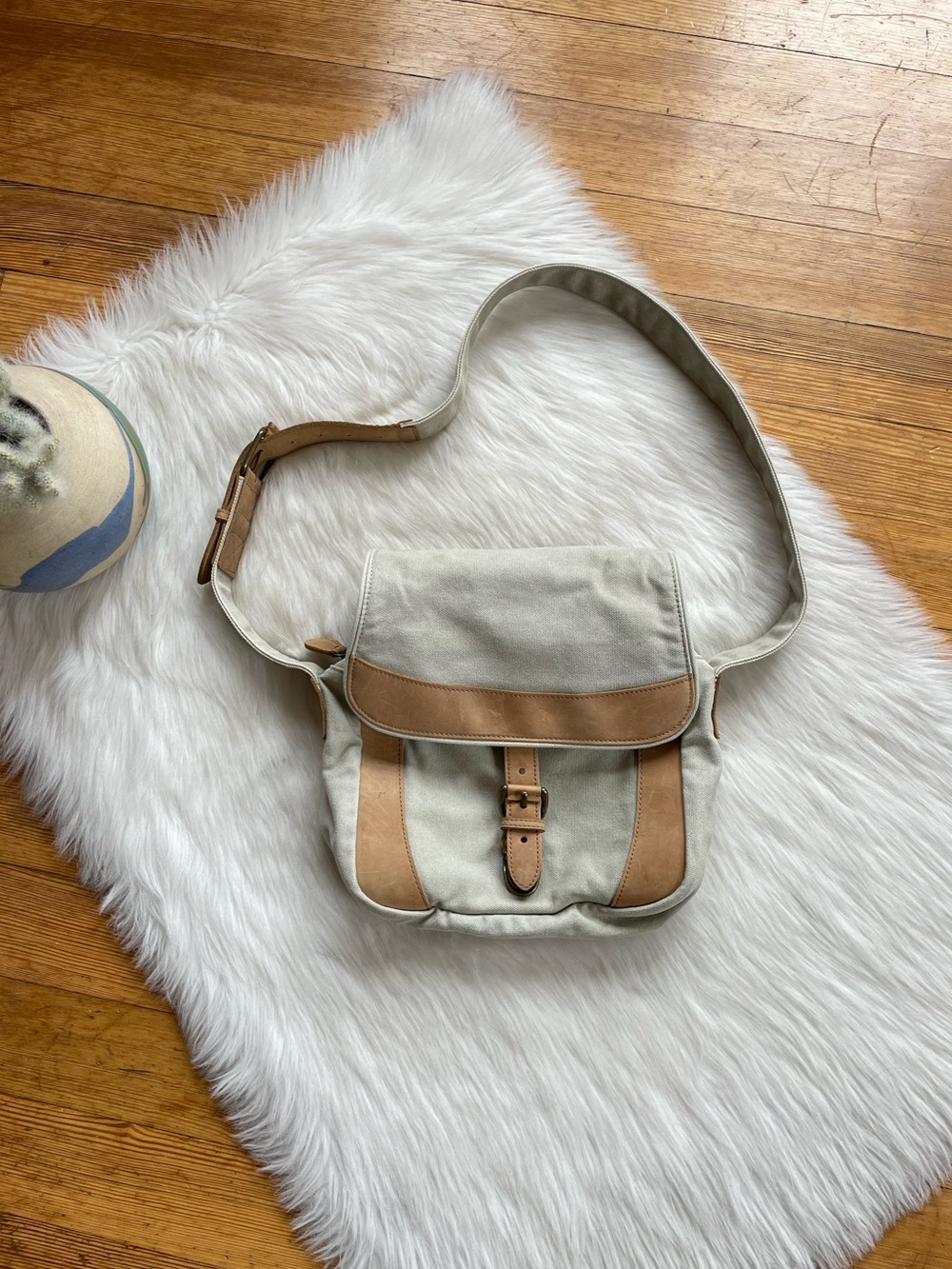 L.L. Bean canvas and leather messenger bag